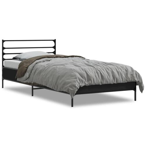 Sengeramme 90x190 cm konstrueret træ og metal sort