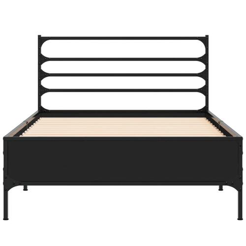 Sengeramme 90x190 cm konstrueret træ og metal sort