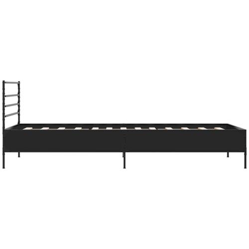Sengeramme 90x190 cm konstrueret træ og metal sort