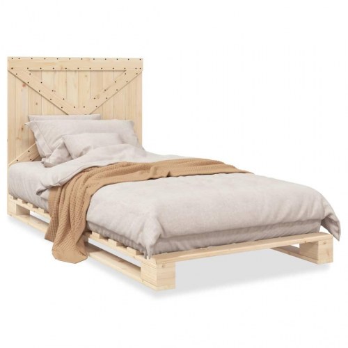 Sengeramme med sengegavl 100 x 200 cm - massivt fyrretræ