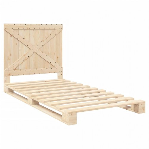 Sengeramme med sengegavl 100 x 200 cm - massivt fyrretræ