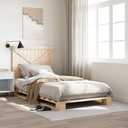 Sengeramme med sengegavl 100 x 200 cm - massivt fyrretræ