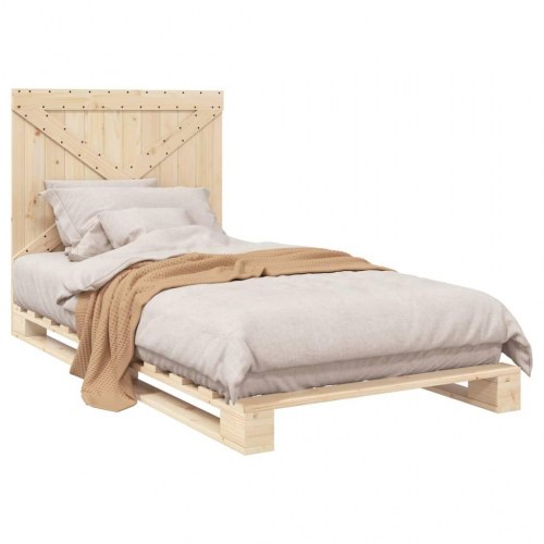 Sengeramme med sengegavl 100 x 200 cm - massivt fyrretræ