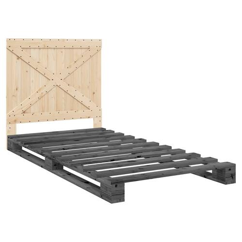 Sengeramme med sengegavl 100x200 cm massivt fyrretræ grå