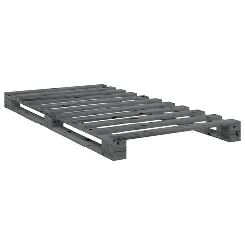 Sengeramme med sengegavl 100x200 cm massivt fyrretræ grå