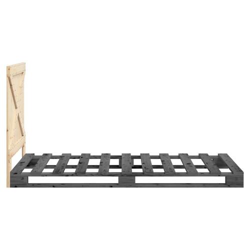 Sengeramme med sengegavl 100x200 cm massivt fyrretræ grå