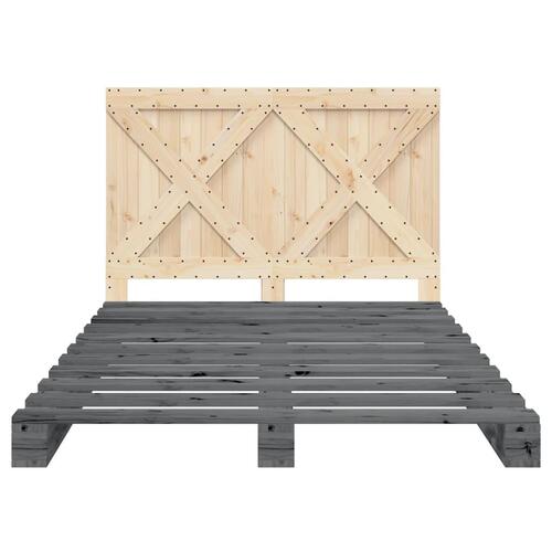 Sengeramme med sengegavl 160x200 cm massivt fyrretræ grå