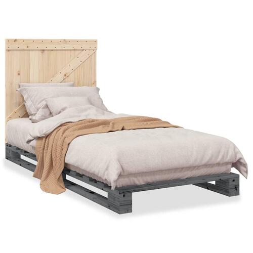 Sengeramme med sengegavl 90x200 cm massivt fyrretræ grå