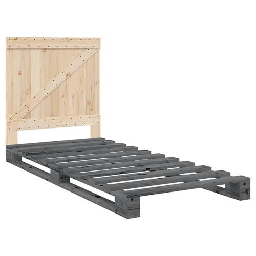 Sengeramme med sengegavl 90x200 cm massivt fyrretræ grå