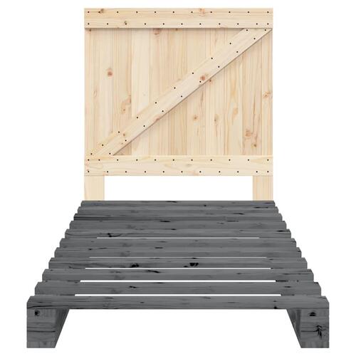 Sengeramme med sengegavl 90x200 cm massivt fyrretræ grå