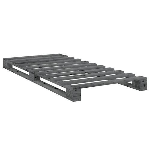 Sengeramme med sengegavl 90x200 cm massivt fyrretræ grå