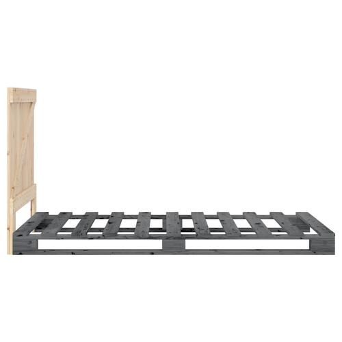 Sengeramme med sengegavl 90x200 cm massivt fyrretræ grå