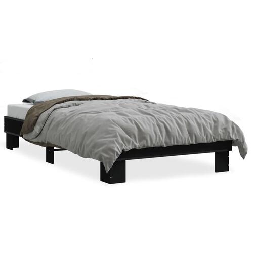 Sengeramme 90x200 cm konstrueret træ og metal sort