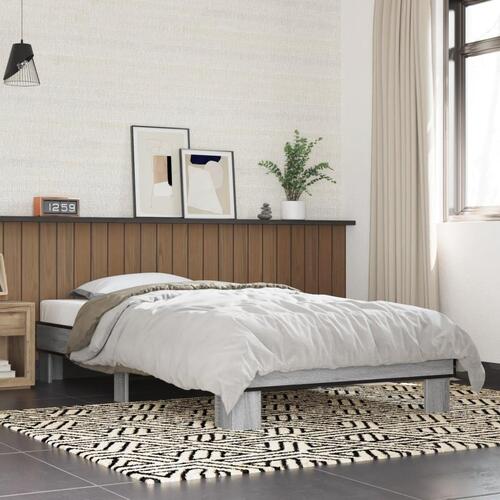 Sengeramme 100x200 cm konstrueret træ og metal grå sonoma-eg