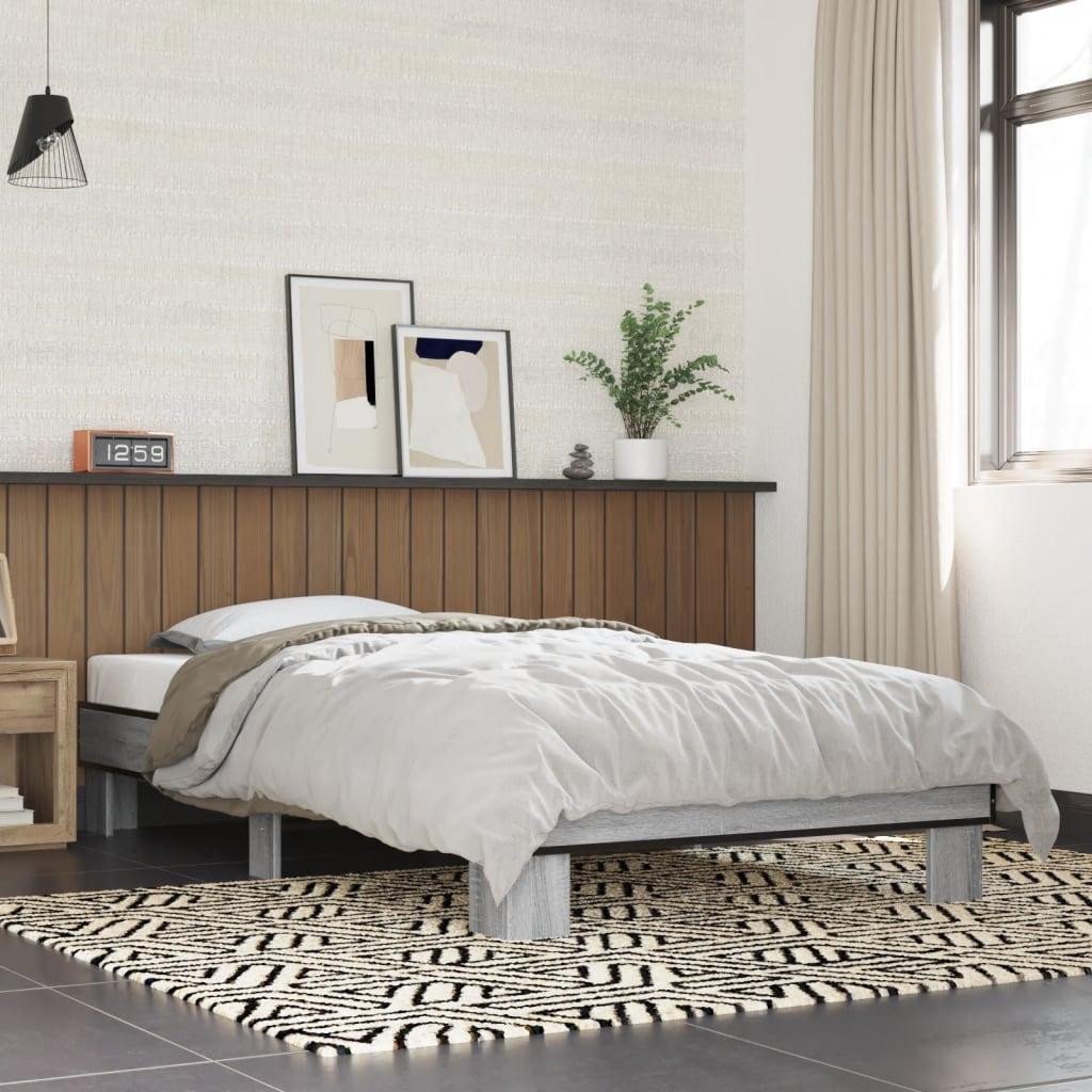 Sengeramme 100x200 cm konstrueret træ og metal grå sonoma-eg