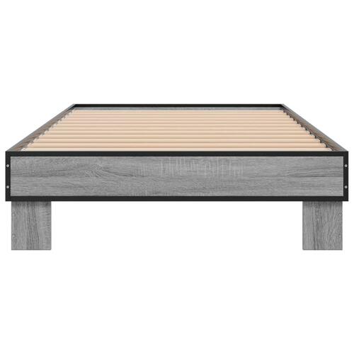 Sengeramme 100x200 cm konstrueret træ og metal grå sonoma-eg