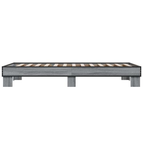Sengeramme 100x200 cm konstrueret træ og metal grå sonoma-eg