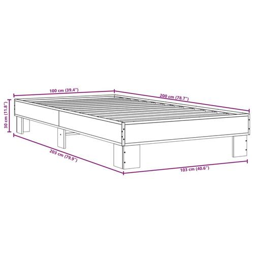 Sengeramme 100x200 cm konstrueret træ og metal grå sonoma-eg