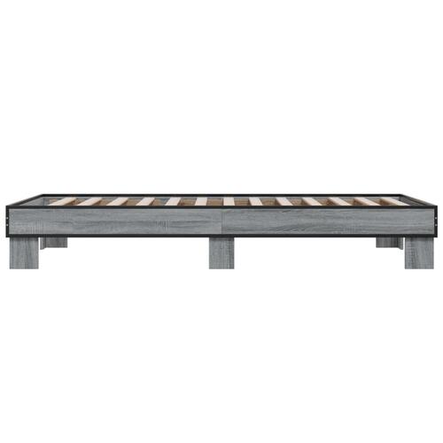 Sengeramme 90x190 cm konstrueret træ og metal grå sonoma-eg