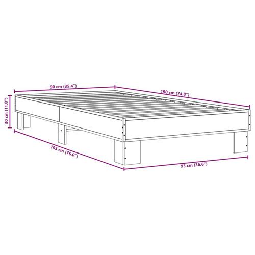 Sengeramme 90x190 cm konstrueret træ og metal grå sonoma-eg