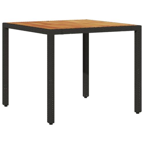 Spisebordssæt til haven 3dele m. hynder polyrattan og glas sort