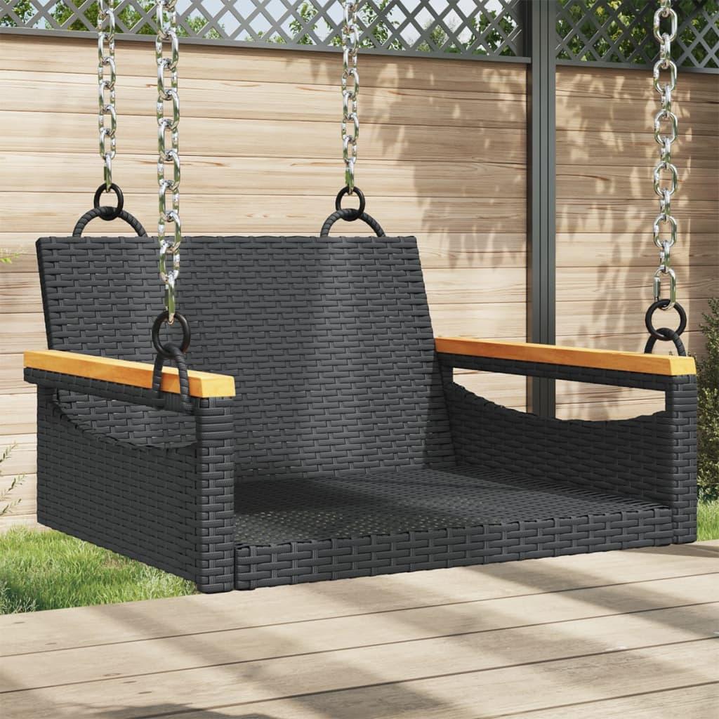 Gyngebænk 63x62x40 cm polyrattan sort billede