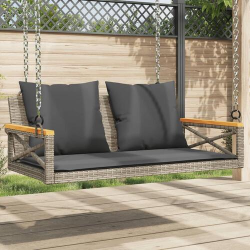 Gyngebænk med hynder 109x62x40 cm polyrattan grå