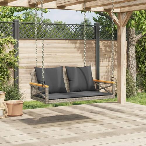 Gyngebænk med hynder 109x62x40 cm polyrattan grå