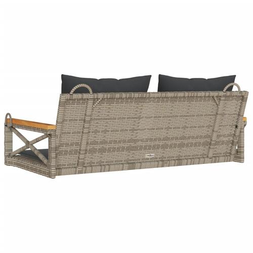 Gyngebænk med hynder 109x62x40 cm polyrattan grå