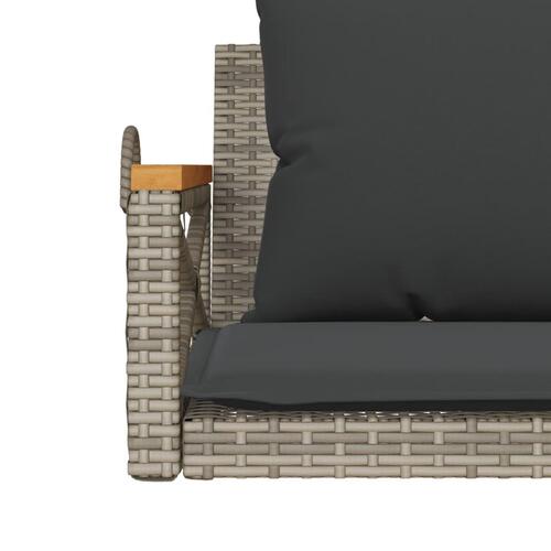Gyngebænk med hynder 109x62x40 cm polyrattan grå
