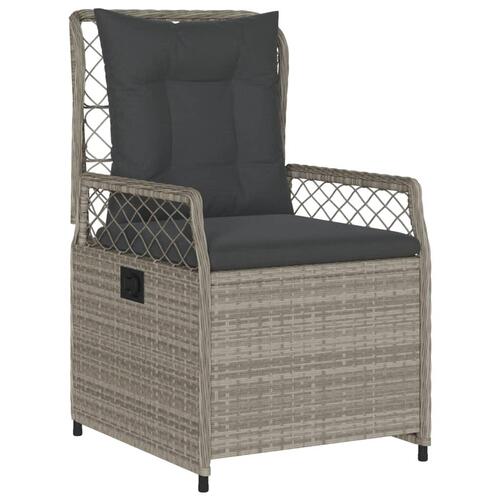 Havestole 2 stk. med lænefunktion polyrattan grå
