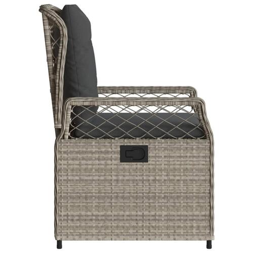 Havestole 2 stk. med lænefunktion polyrattan grå
