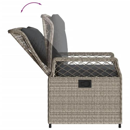 Havestole 2 stk. med lænefunktion polyrattan grå