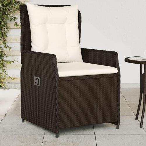 Havestole 2 stk. med lænefunktion polyrattan brun
