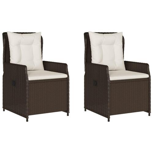 Havestole 2 stk. med lænefunktion polyrattan brun