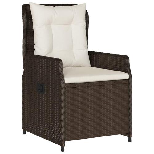 Havestole 2 stk. med lænefunktion polyrattan brun