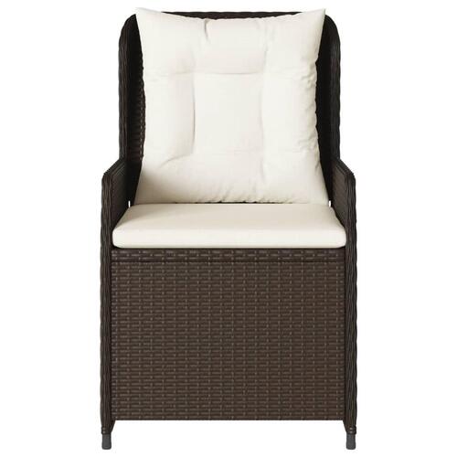 Havestole 2 stk. med lænefunktion polyrattan brun