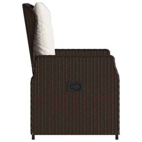 Havestole 2 stk. med lænefunktion polyrattan brun