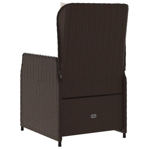 Havestole 2 stk. med lænefunktion polyrattan brun