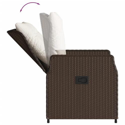 Havestole 2 stk. med lænefunktion polyrattan brun