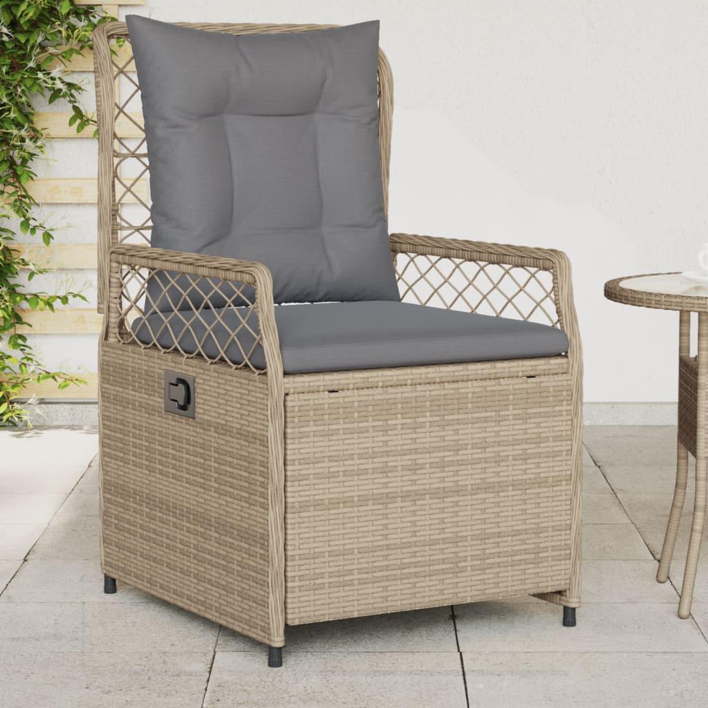 Havestole 2 stk. med lænefunktion polyrattan beige