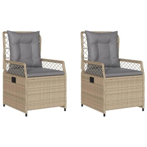 Havestole 2 stk. med lænefunktion polyrattan beige