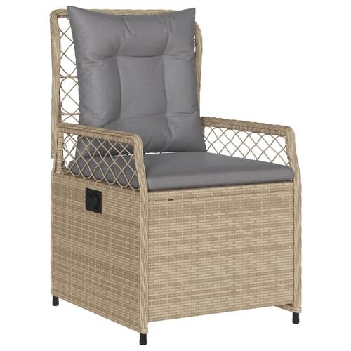Havestole 2 stk. med lænefunktion polyrattan beige
