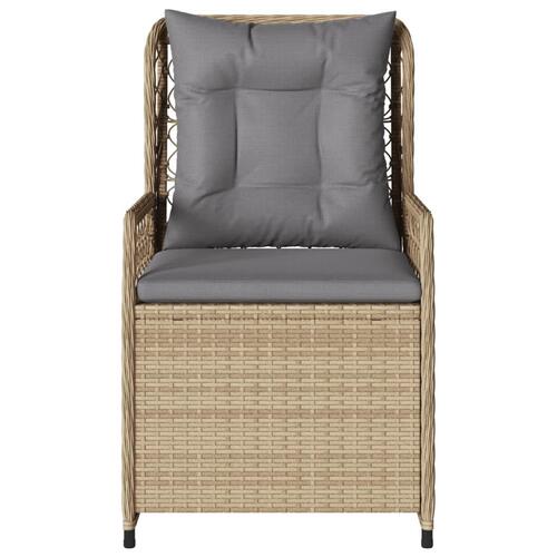 Havestole 2 stk. med lænefunktion polyrattan beige