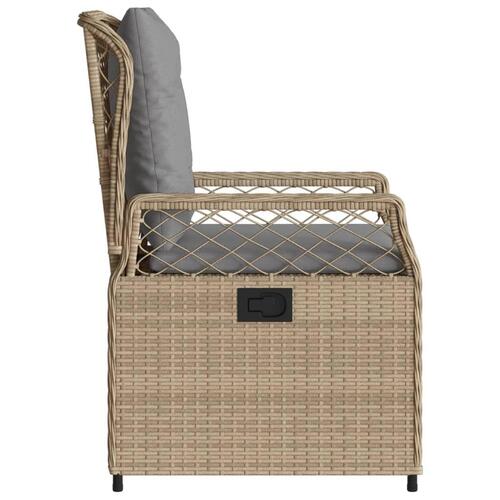 Havestole 2 stk. med lænefunktion polyrattan beige