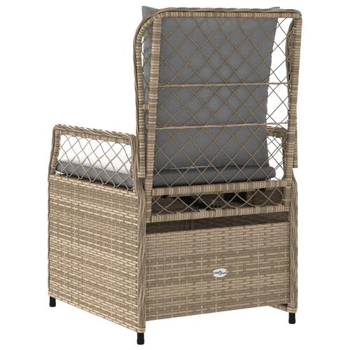 Havestole 2 stk. med lænefunktion polyrattan beige