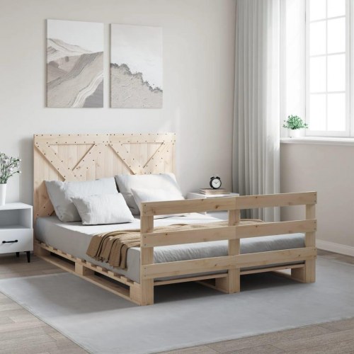 Sengeramme med sengegavl 140 x 200 cm i massivt fyrretræ