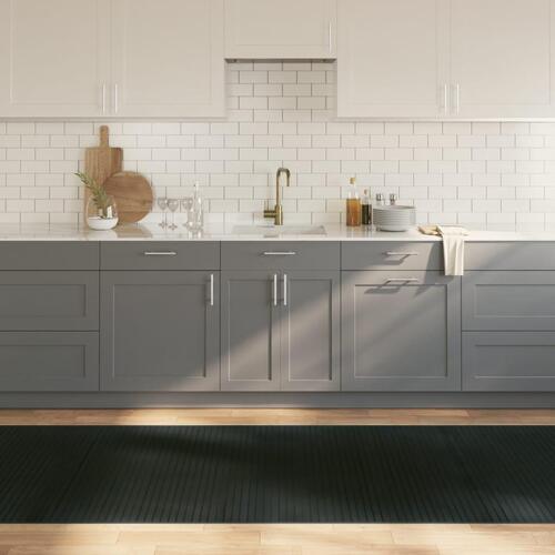 Gulvtæppe 100x300 cm rektangulær bambus grå