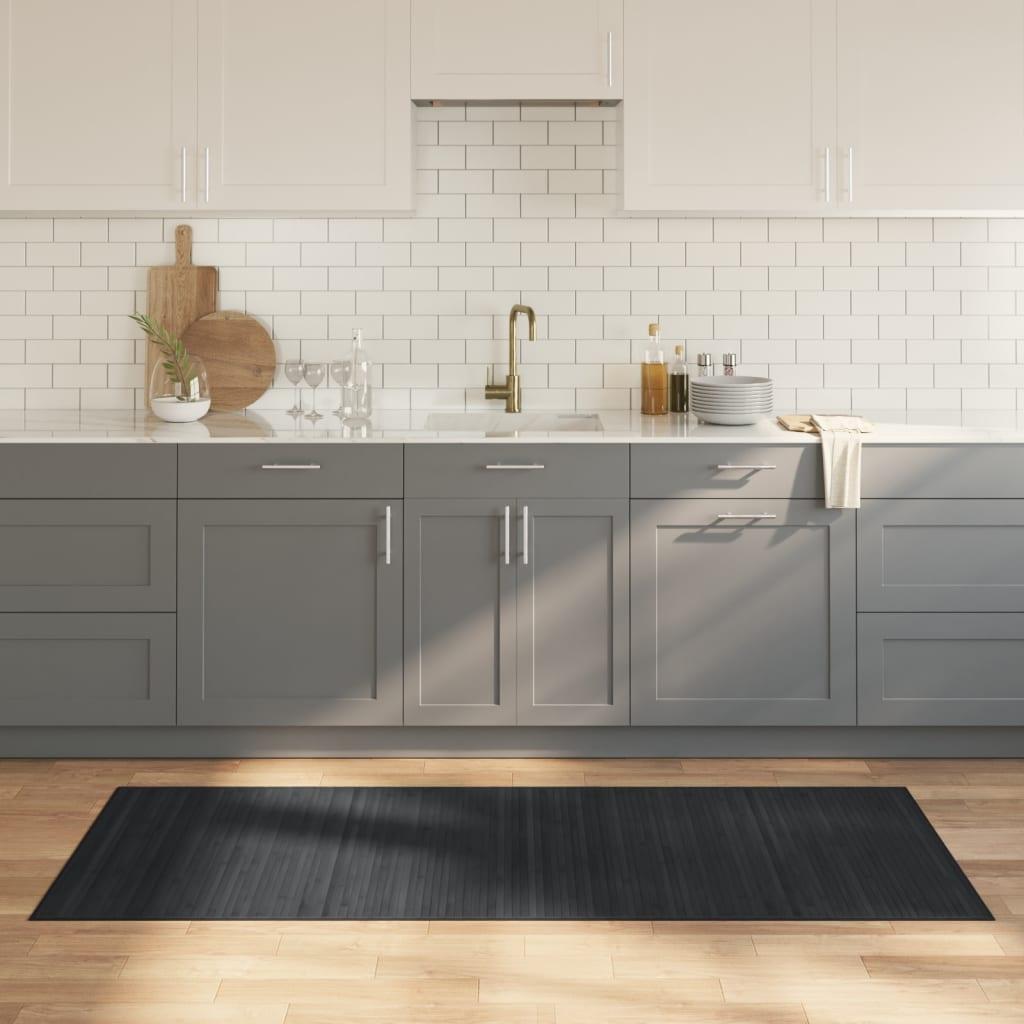 Gulvtæppe 80x200 cm rektangulær bambus grå billede