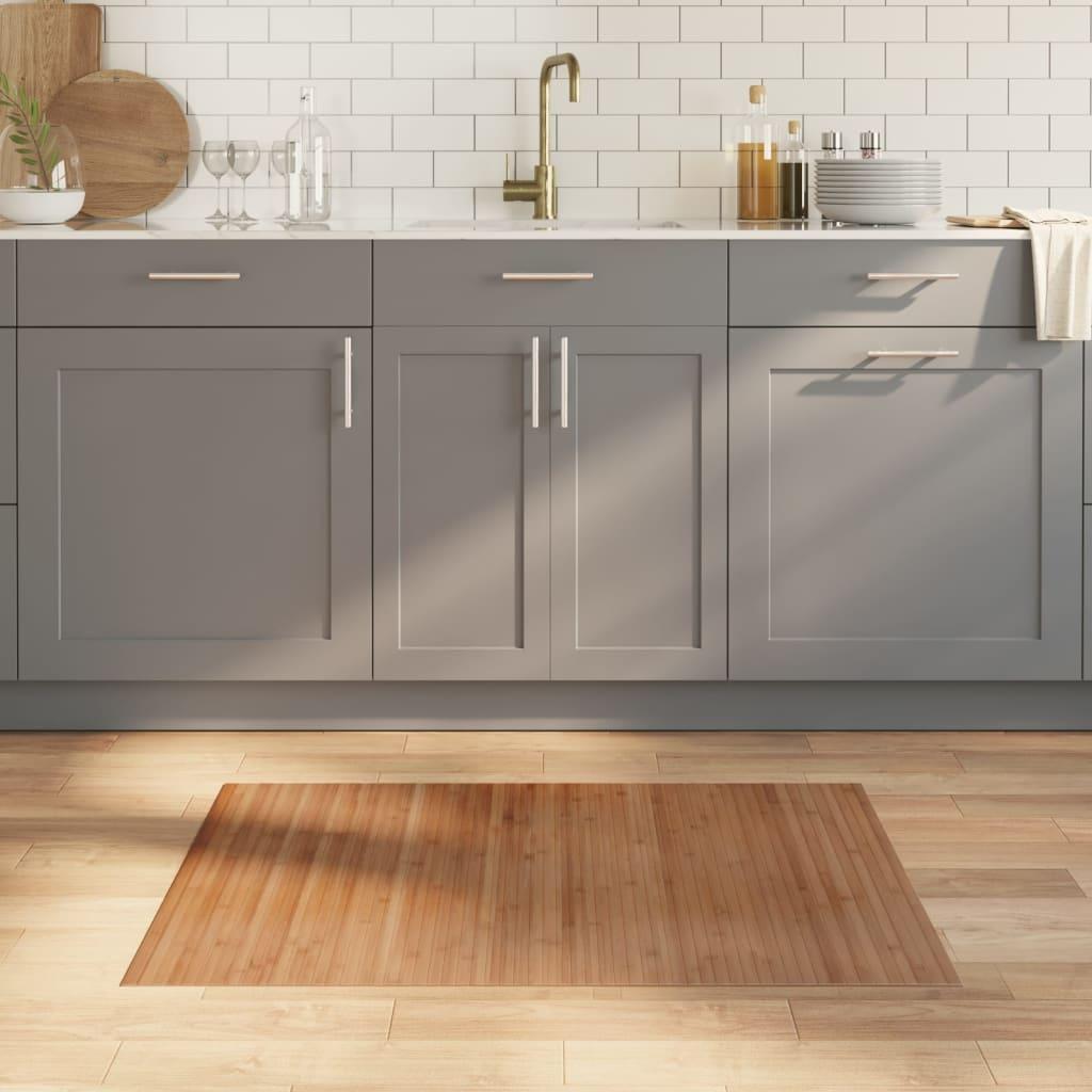 Gulvtæppe 70x100 cm rektangulær bambus naturfarvet billede